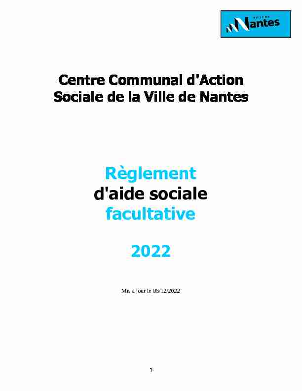 [PDF] Règlement - daide sociale - Nantes Metropole