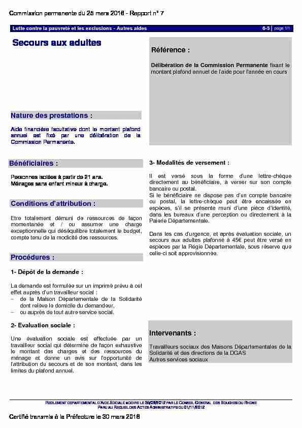 Règlement départemental daide sociale des Bouches-du-Rhône