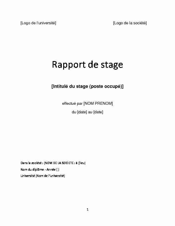 [PDF] Rapport de stage - Scribbr