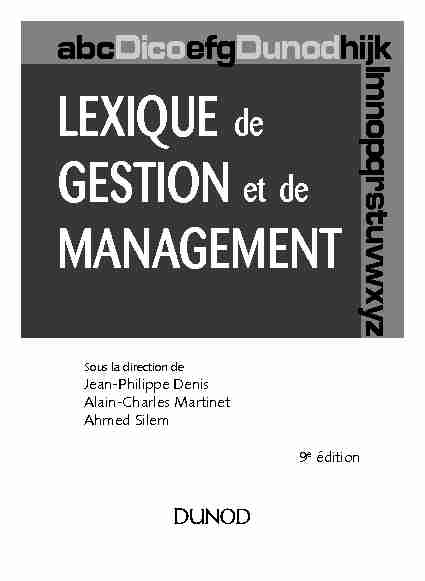 [PDF] LEXIQUE de GESTION et de MANAGEMENT - Dunod