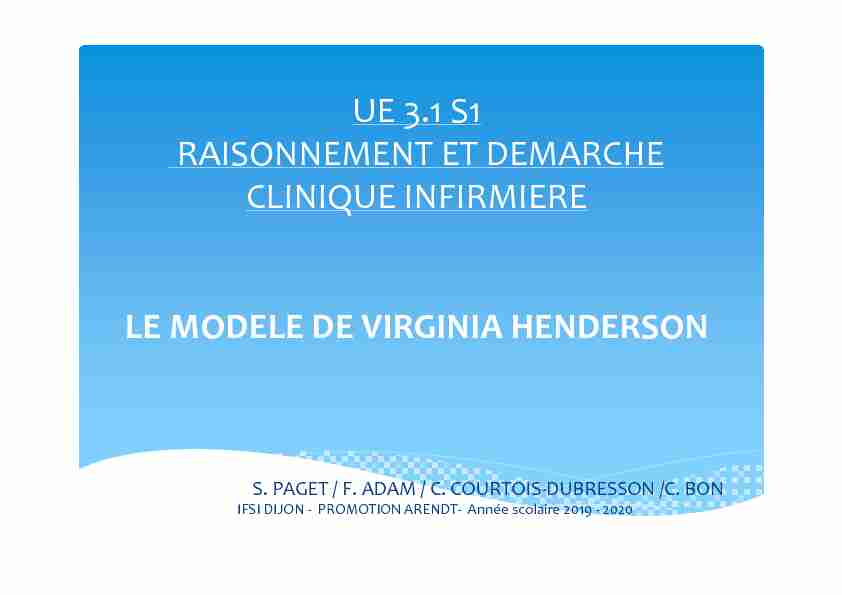 [PDF] 2019- Le modèle de V Henderson CMppt [Lecture  - IFSI DIJON