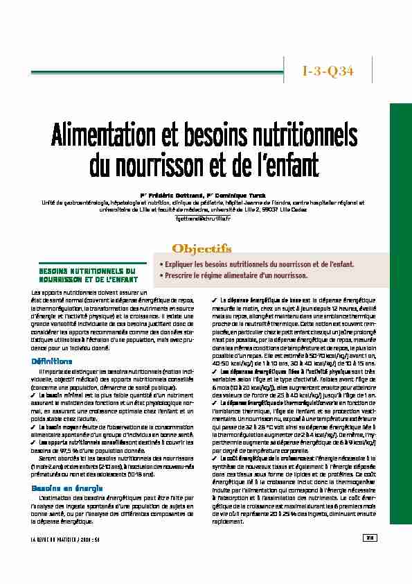 [PDF] Alimentation et besoins nutritionnels du nourrisson et de lenfant