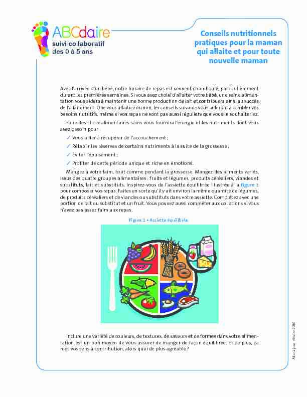 [PDF] Conseils nutritionnels pratiques pour la maman qui allaite et pour