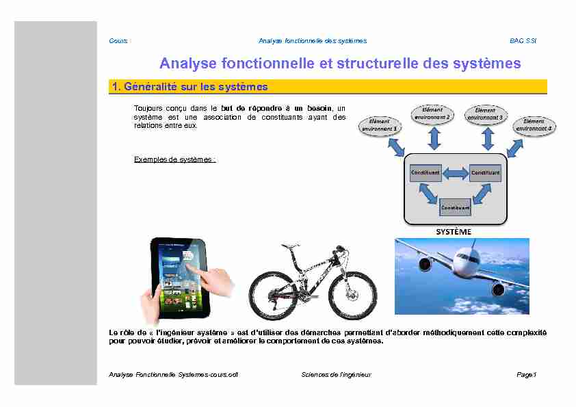 Analyse fonctionnelle et structurelle des systèmes