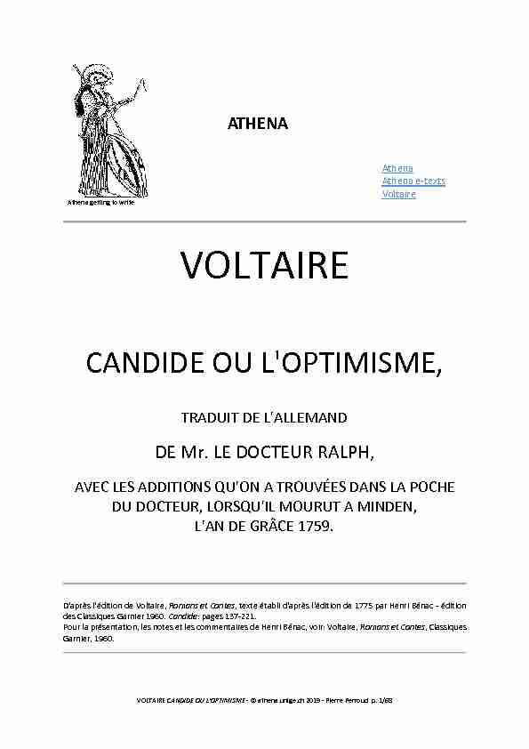 [PDF] Voltaire - Candide ou loptimisme - Pierre Perroud