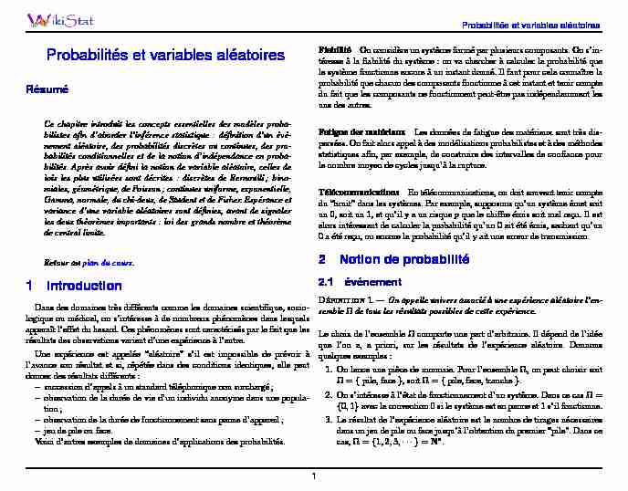 [PDF] Probabilités et variables aléatoires - Institut de Mathématiques de