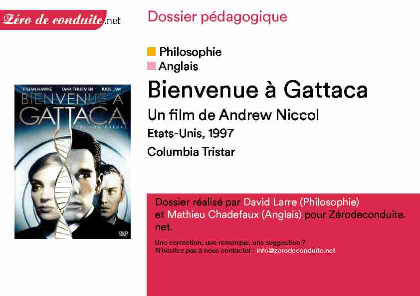 [PDF] Bienvenue à Gattaca - Plateforme Jeune Public - Véo Cinémas