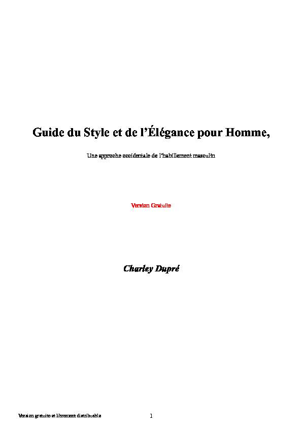 Guide du Style et de l’Élégance pour Homme,