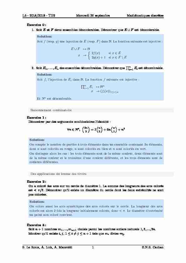 [PDF] TD2 Mercredi 26 septembre Mathématiques discrètes Exercice 0 : 1