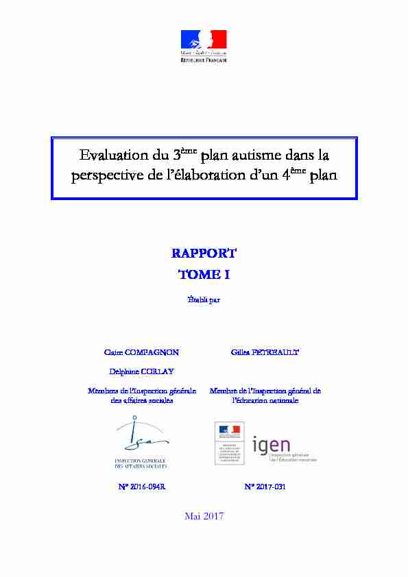 [PDF] 2016-094R Austisme Tome I - Inspection générale des affaires