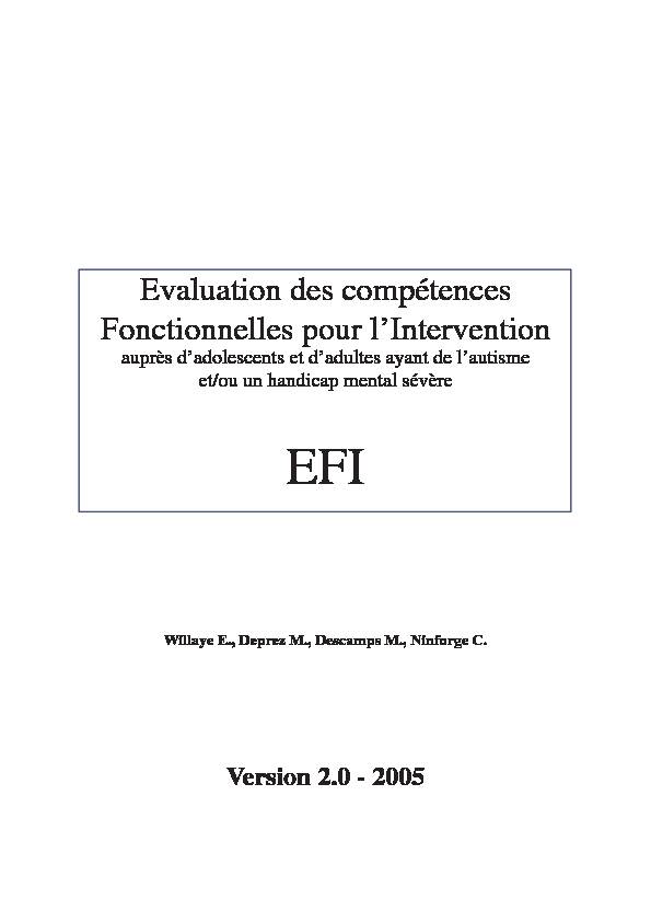 Evaluation des compétences Fonctionnelles pour l’Intervention