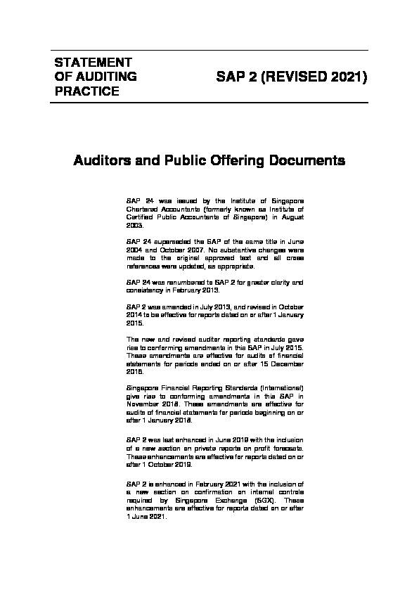 [PDF] SAP 2 (REVISED 2021) Auditors and Public Offering Documents