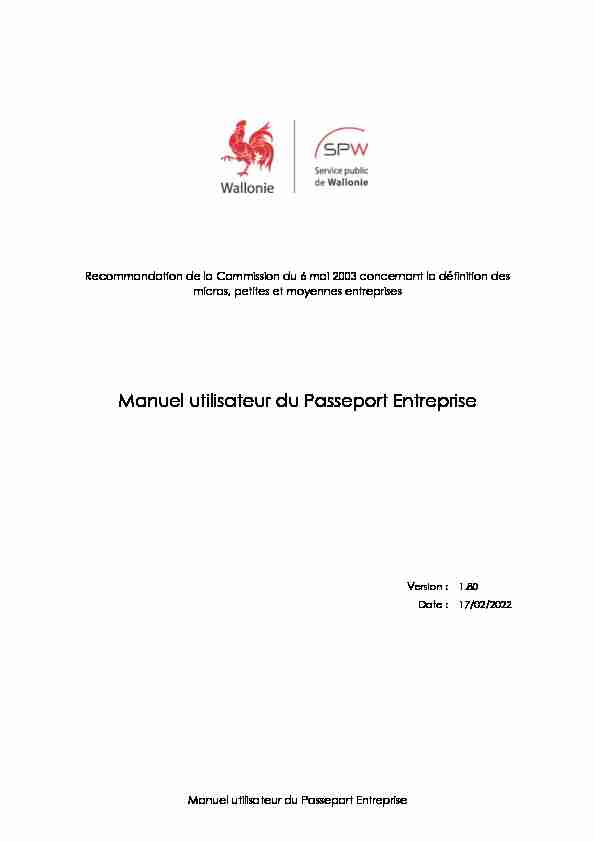 Manuel utilisateur du Passeport Entreprise