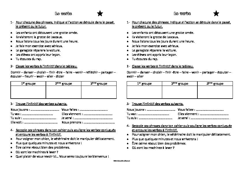 [PDF] fichier-exercices-en-conjugaison-cm1pdf - La classe de Mallory