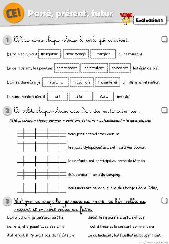 Fichier évaluations conjugaison – A compléter