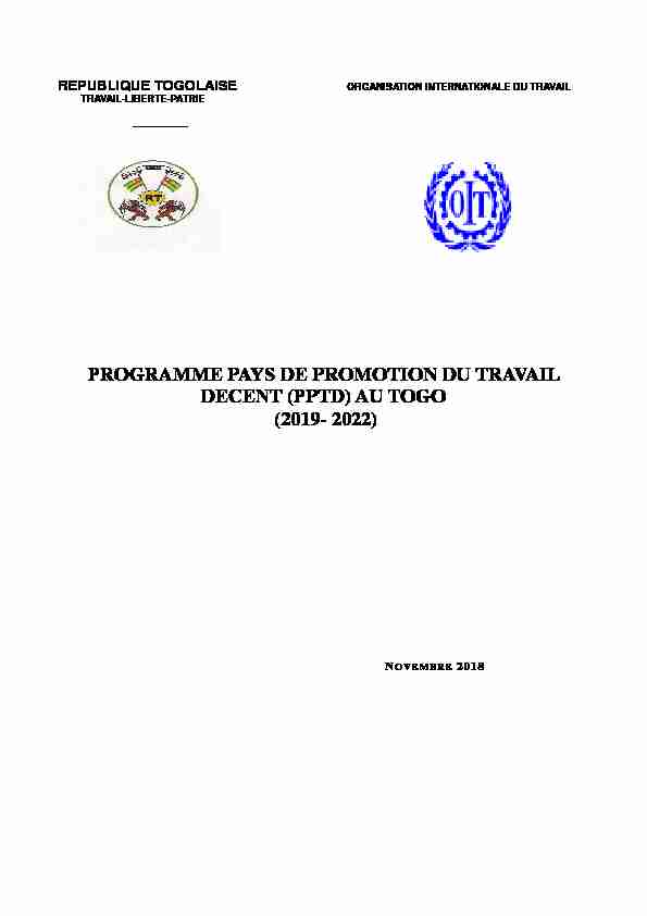 programme pays de promotion du travail decent (pptd) au togo