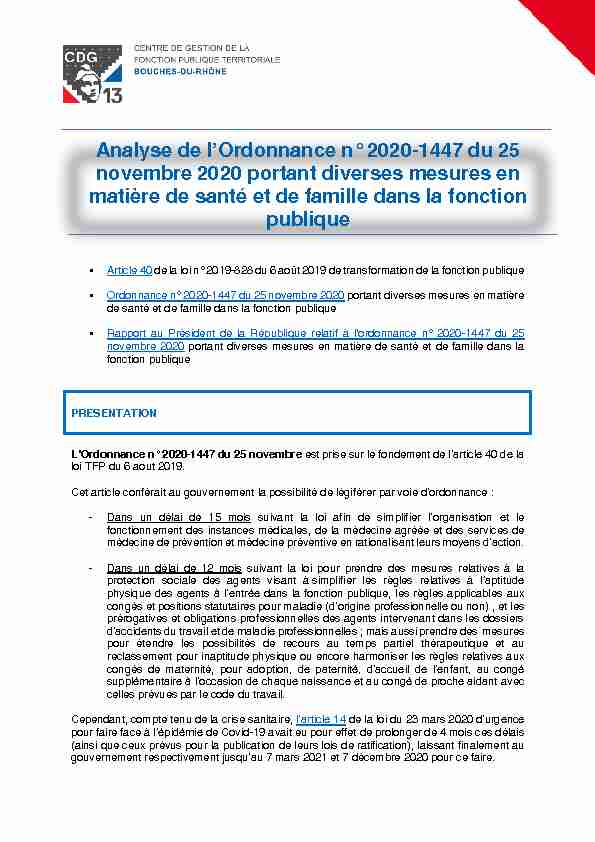 Analyse de lOrdonnance n° 2020-1447 du 25 novembre 2020