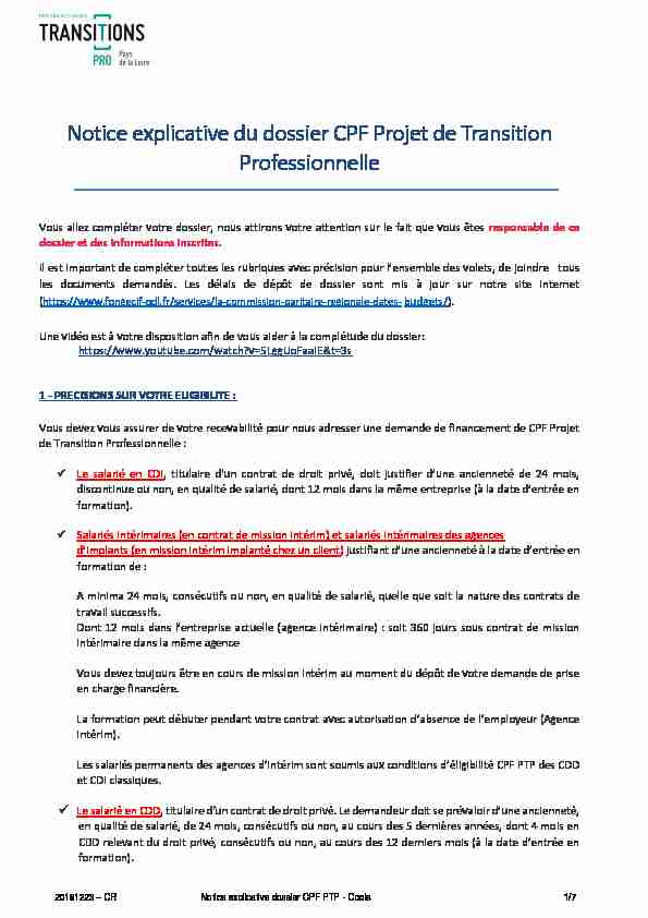 [PDF] Notice explicative dossier CPF PTP - Copie - Transitions Pro Pays