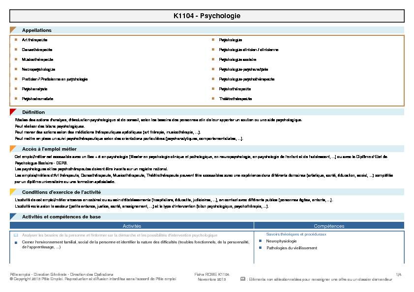 [PDF] Fiche Rome - K1104 - Psychologie - SOI TC