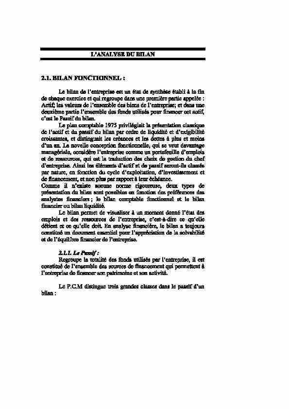 [PDF] lanalyse du bilan - FSJESM
