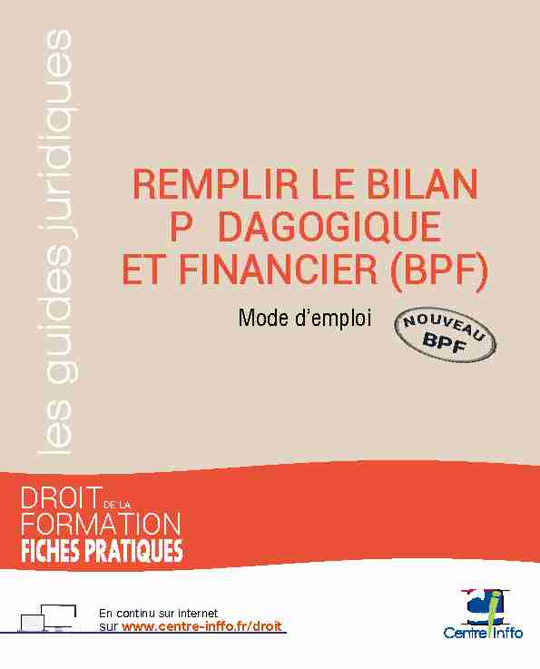 [PDF] Remplir le bilan pédagogique et financier (BPF) - M2i Formation