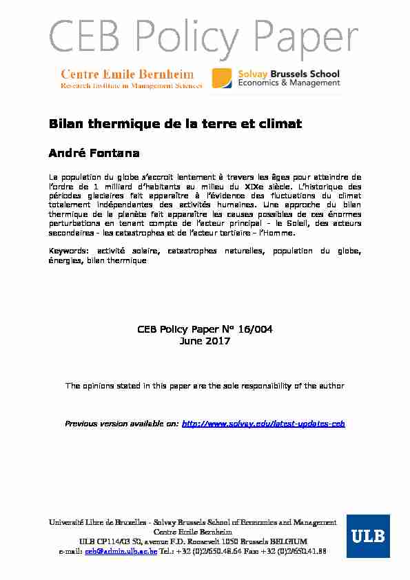 Bilan thermique de la terre et climat - PP16004