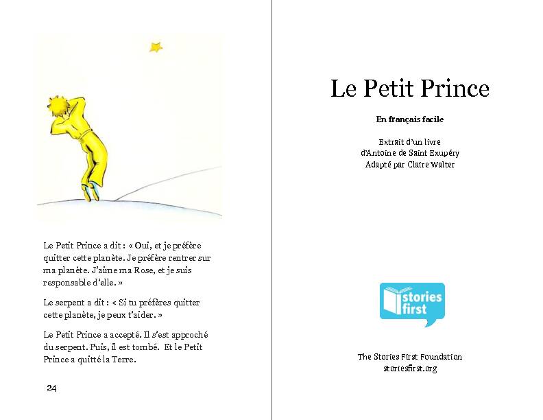 Le Petit Prince - The Stories First Foundation