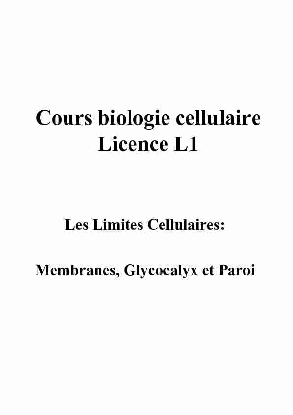[PDF] Cours biologie cellulaire Licence L1