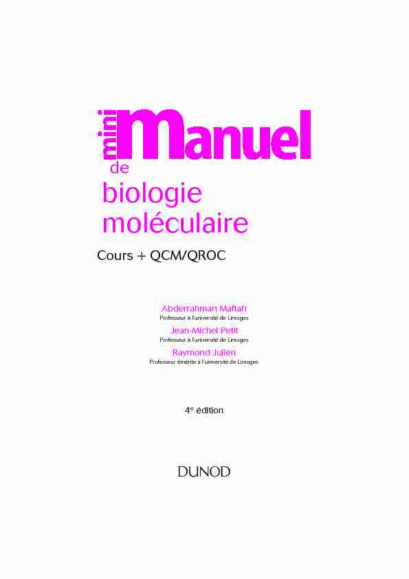 [PDF] biologie moléculaire - Dunod