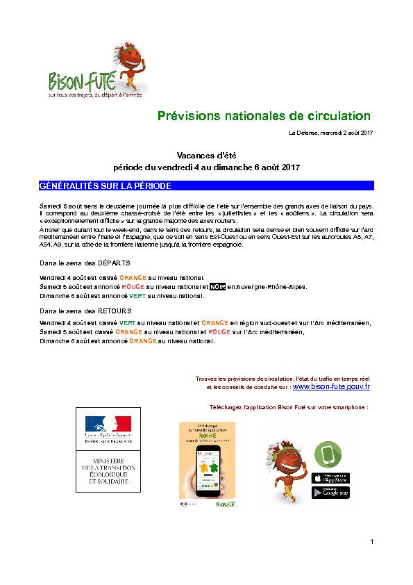 [PDF] Prévisions nationales de circulation - Bison Futé