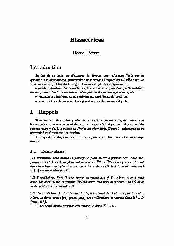 [PDF] Bissectrices - Département de Mathématiques dOrsay