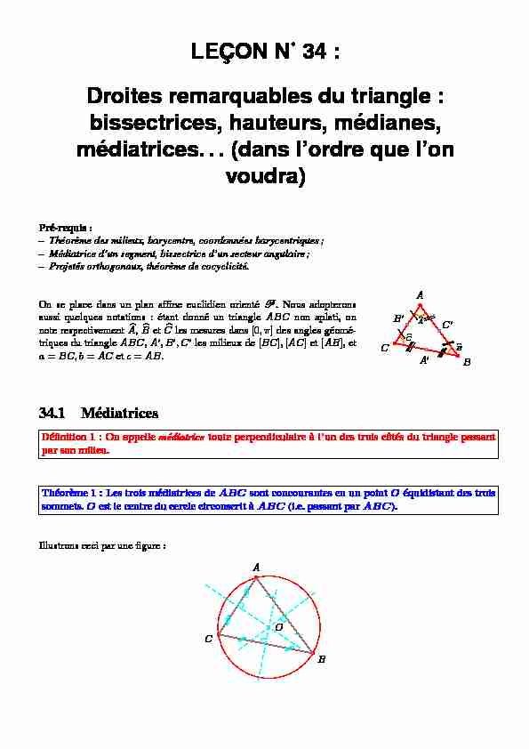 [PDF] Droites remarquables du triangle : bissectrices  - capes-de-maths
