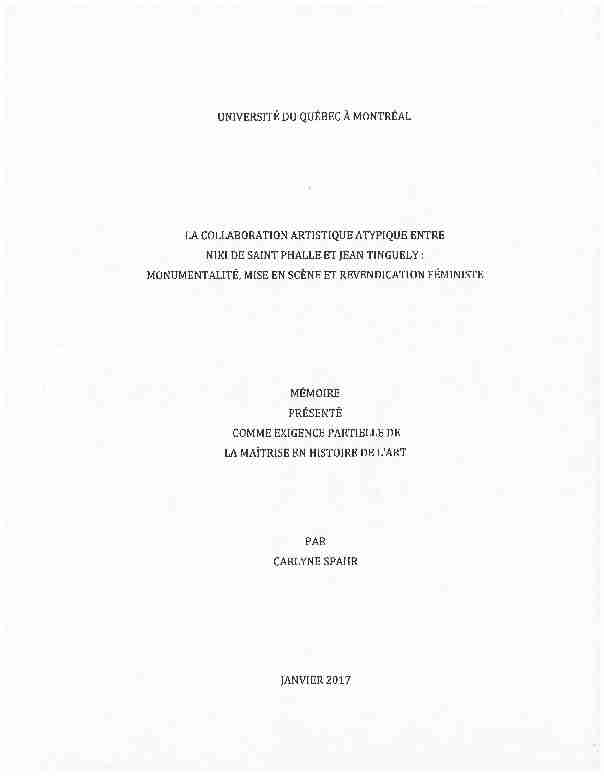 [PDF] La collaboration artistique atypique entre Niki de Saint-Phalle et