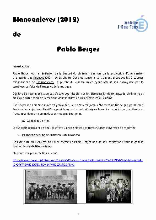 [PDF] Blancanieves (2012) de Pablo Berger - Académie dOrléans-Tours