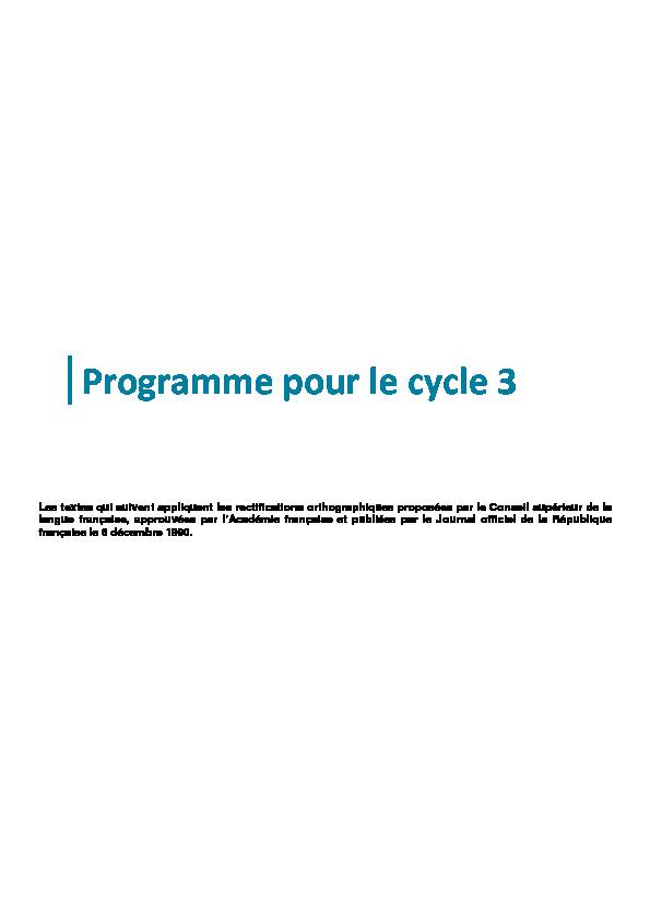 Programme cycle 3 pour BO - SNES