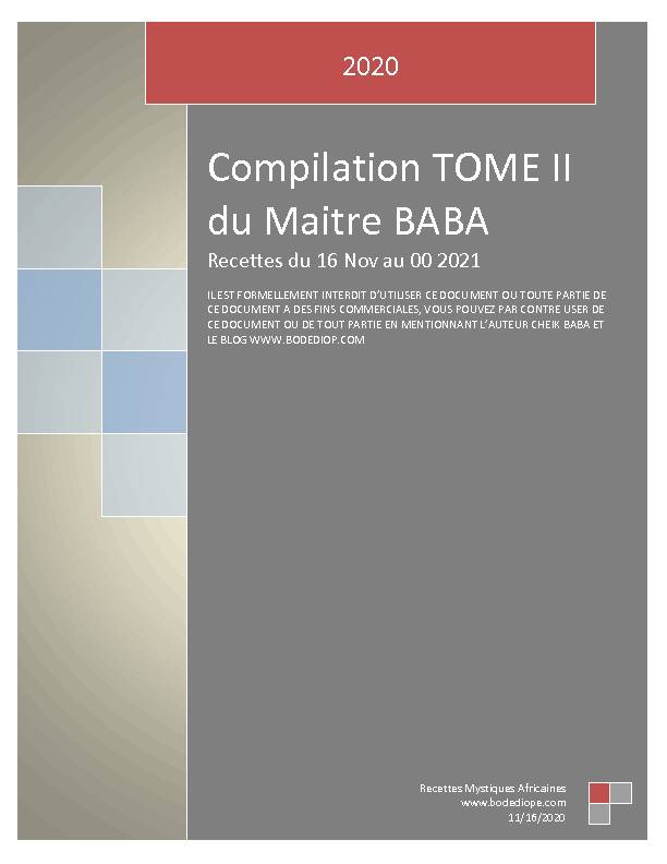 Compilation TOME II du Maitre BABA - WordPresscom