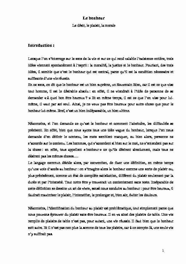 [PDF] Le bonheur Introduction :