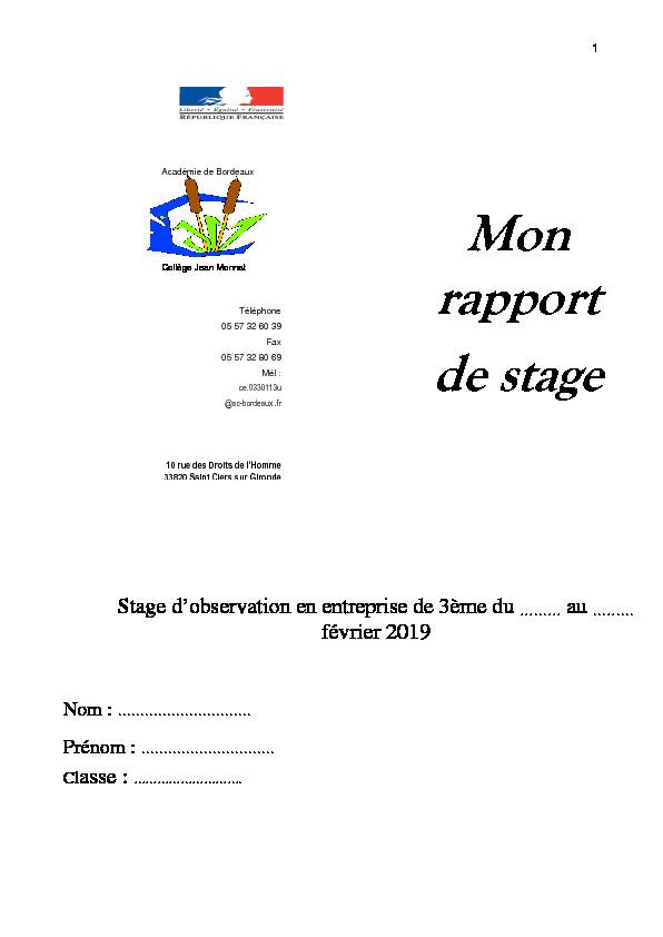 Académie de Bordeaux Mon rapport de stage