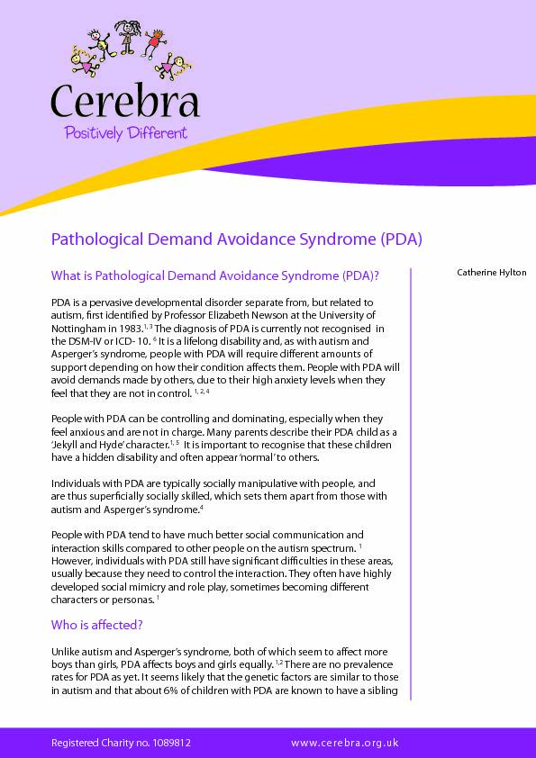Pathological Demand Avoidance Syndrome (PDA) - PDA Resource