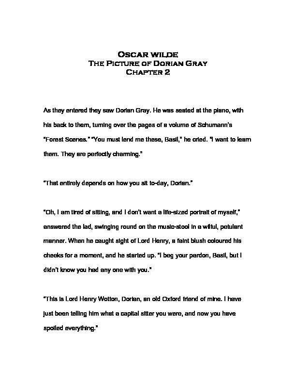 Oscar wilde The Picture of Dorian Gray Chapter 2
