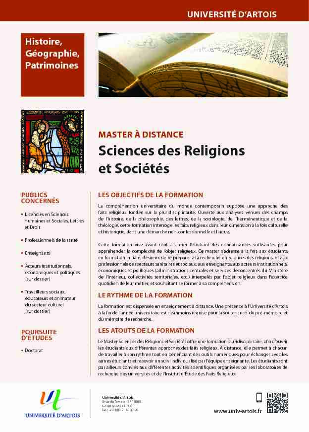 Sciences des Religions et Sociétés