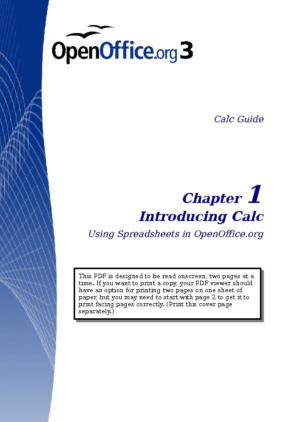 Chapter 1 Introducing Calc - OpenOffice
