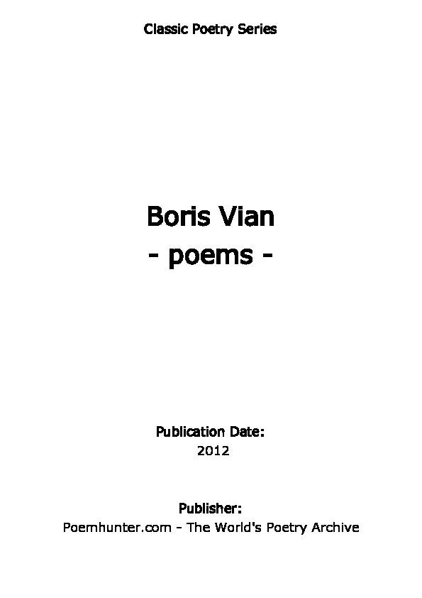 Boris Vian - poems - Poem Hunter