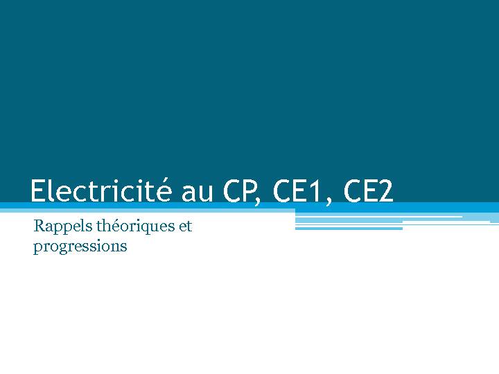 Electricité au CP CE1 CE2