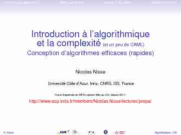 [PDF] Introduction à lalgorithmique et la complexité (et un peu de  - Inria