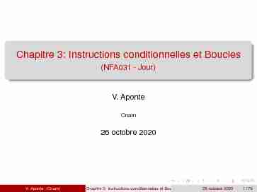 Chapitre 3: Instructions conditionnelles et Boucles - (NFA031 - Jour)