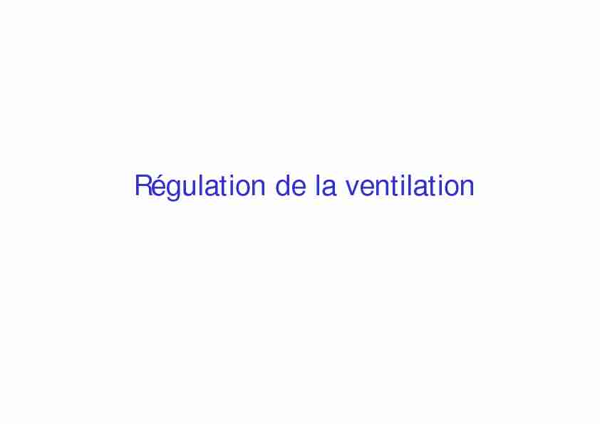 Régulation de la ventilation
