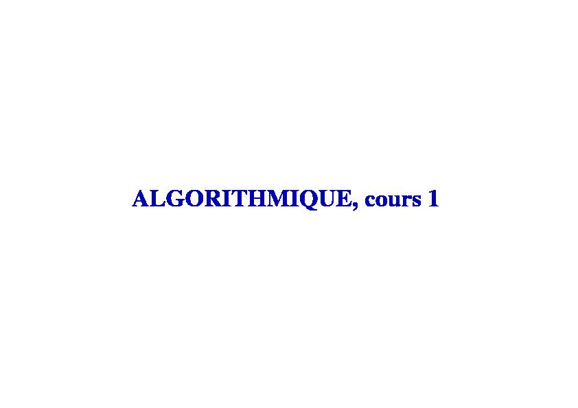 ALGORITHMIQUE cours 1 - F2School