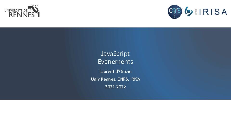 JavaScript Evènements - univ-rennes1fr