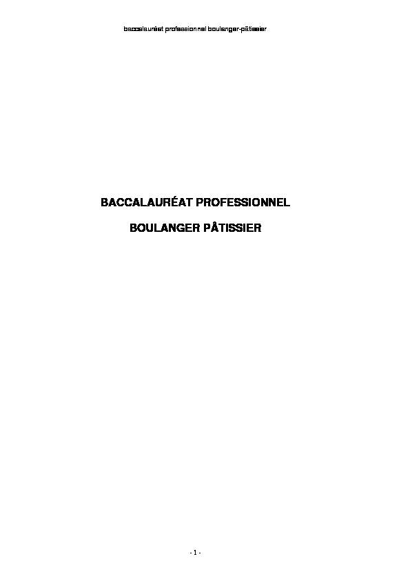 [PDF] BACCALAURÉAT PROFESSIONNEL BOULANGER PÂTISSIER